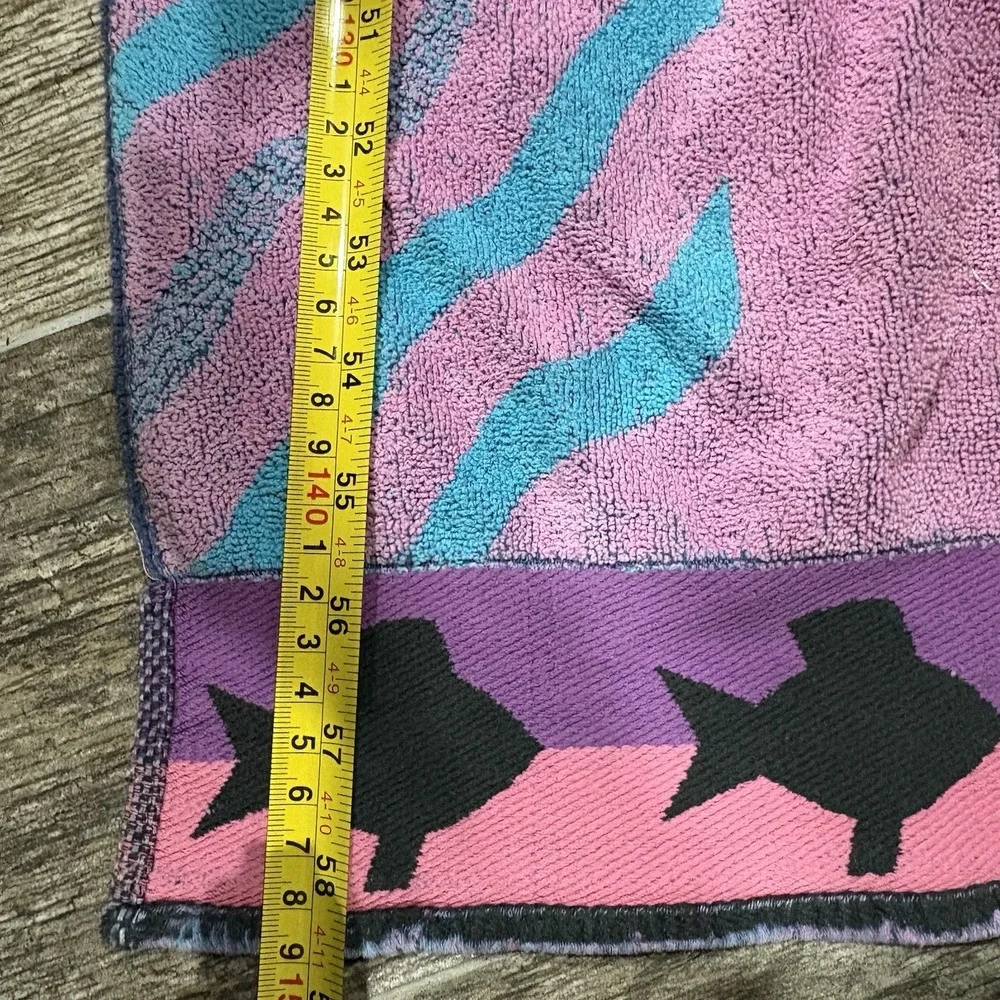 Vintage Royal Terry Beach Towel Tropical Fish Vibrant Colorful 26x59